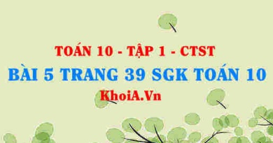Bài 5 trang 39 SGK Toán 10 tập 1 Chân trời sáng tạo